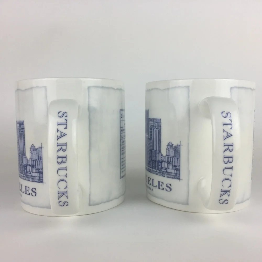 Set of 2 2010 Starbucks Los Angeles Architect Blue‎